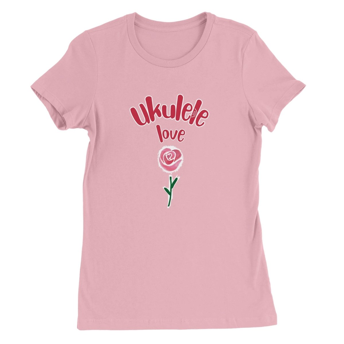 Premium 'Uke Rose' Womens Crewneck T-shirt - Uke Tastic - S - Free Delivery - Uke Tastic