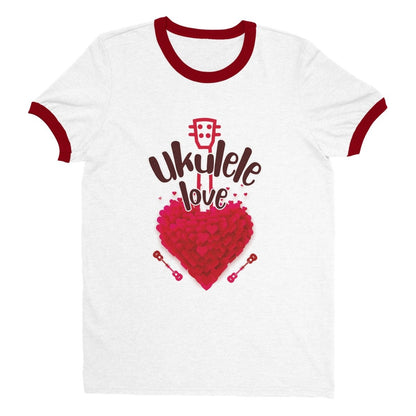 Ringer 'Uke Love' Unisex T-shirt - Uke Tastic - S - Free Delivery - Uke Tastic