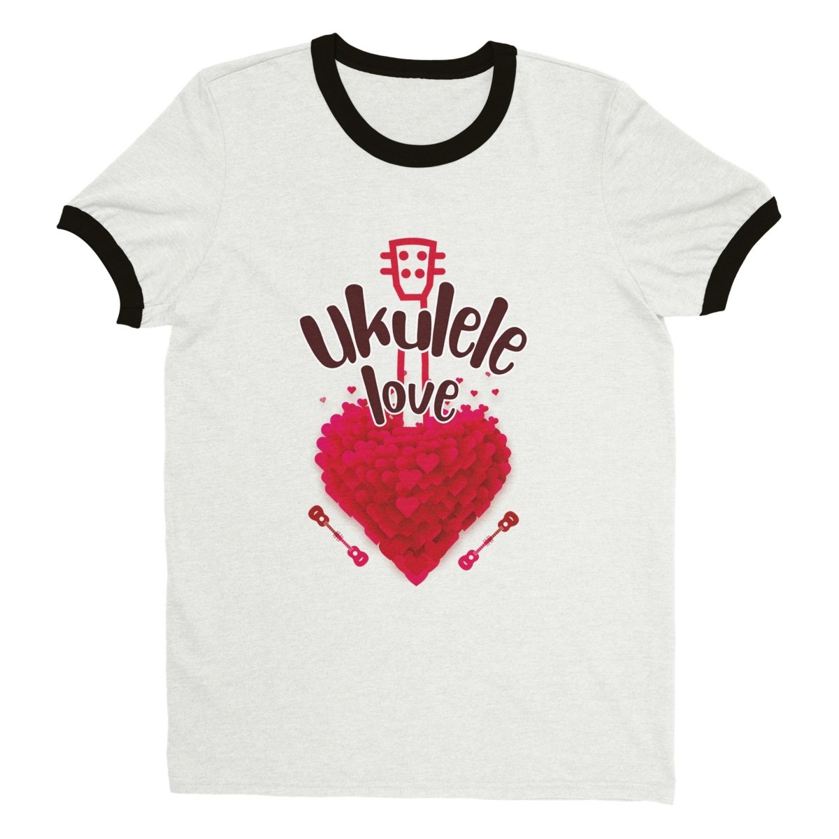 Ringer 'Uke Love' Unisex T-shirt - Uke Tastic - S - Free Delivery - Uke Tastic