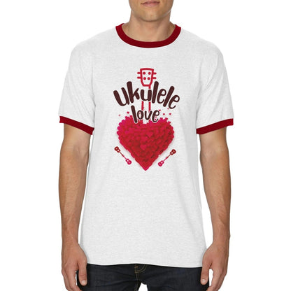 Ringer 'Uke Love' Unisex T-shirt - Uke Tastic - S - Free Delivery - Uke Tastic