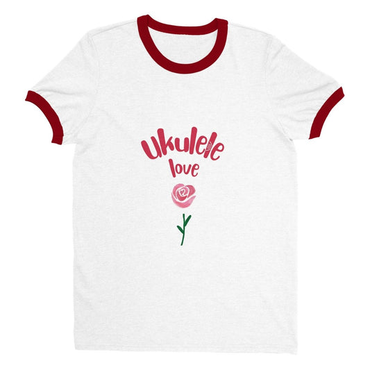 Ringer 'Uke Rose' Unisex T-shirt - Uke Tastic - S - Free Delivery - Uke Tastic