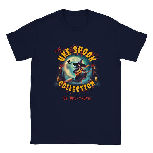 Uke Spook Witch - Classic Unisex Crewneck T-shirt - Uke Tastic - Navy - The Uke Spook Collection - Uke Tastic