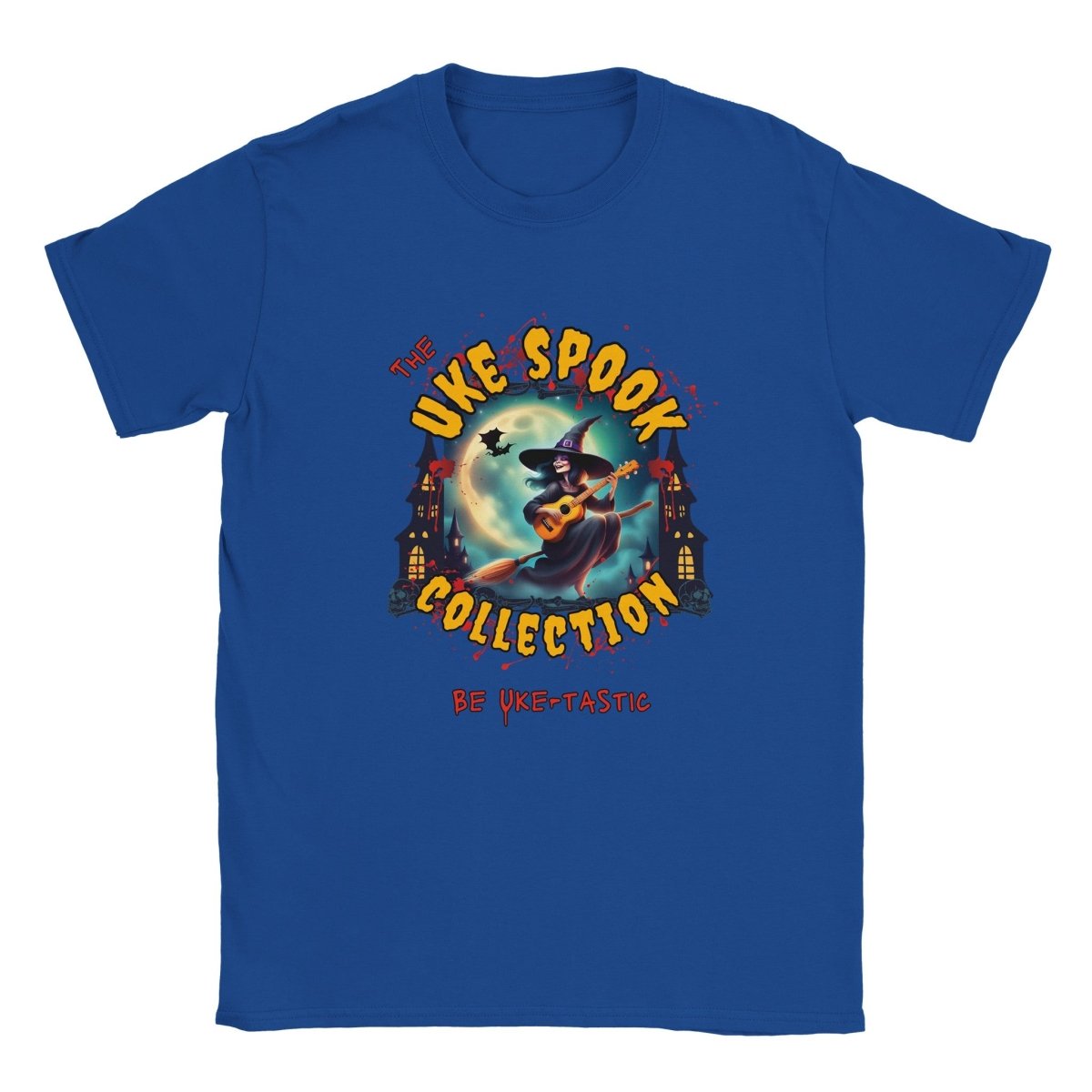 Uke Spook Witch - Classic Unisex Crewneck T-shirt - Uke Tastic - Royal - The Uke Spook Collection - Uke Tastic