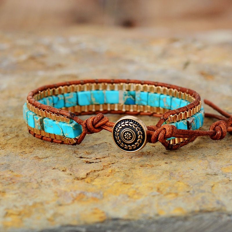 Leather bracelet sale with stone